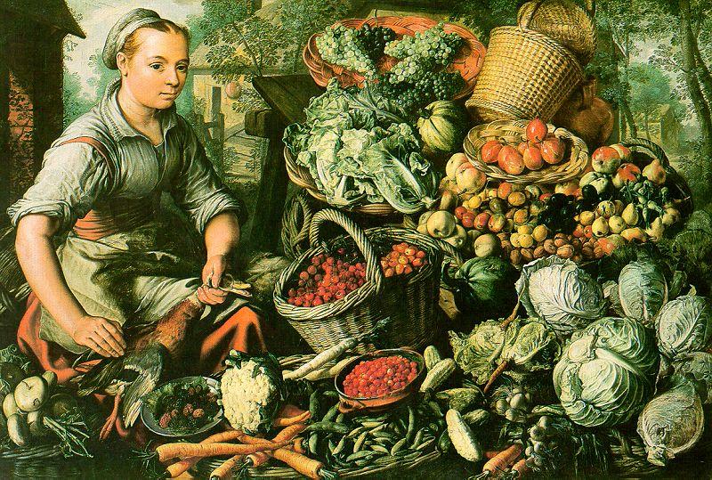 Joachim Beuckelaer Market Woman with Fruits, Vegetables and Poultry